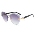 Luxury Rimless Cat Eye Sunglasses Women Italy Brand Designer Gradient Sun Glasses